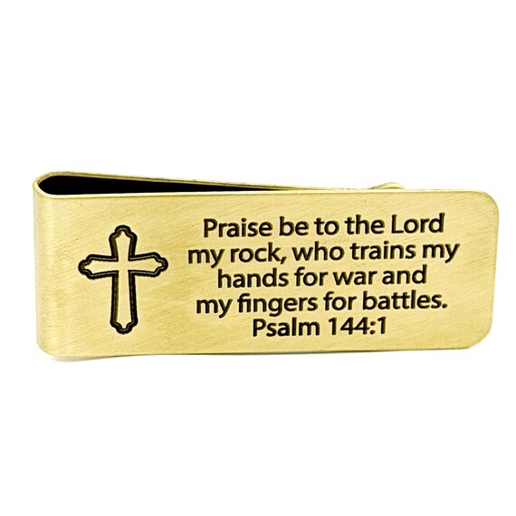 Psalm 144 1 Gold-Plated Money Clip Faith Gift