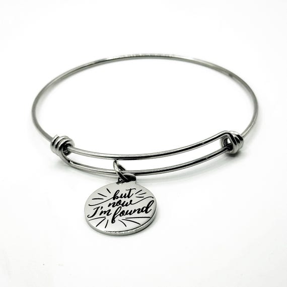 Luke 15 24 But Now I'm Found Bracelet Stainless Steel Faith Bracelet Christian Gift Expanding Bangle Jewelry