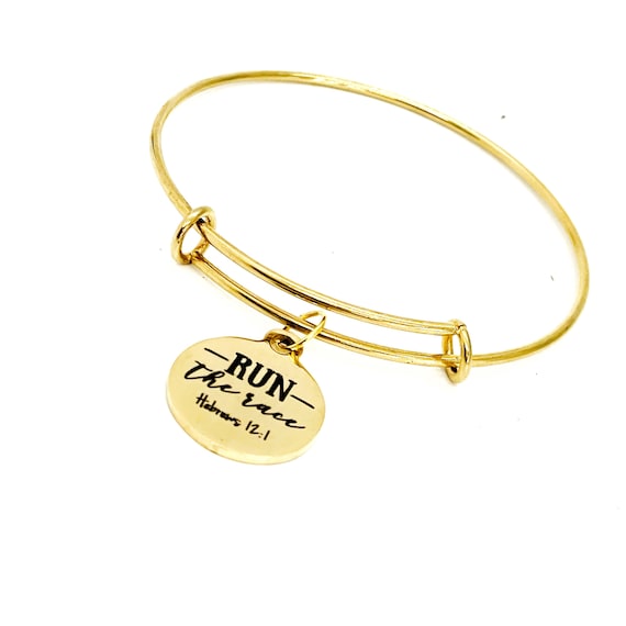 Faith Gifts, Run The Race Charm Bracelet, Hebrews 12 1, Runner Gifts, Run With Endurance, Faith Jewelry, Christian Gifts, Scripture Gifts