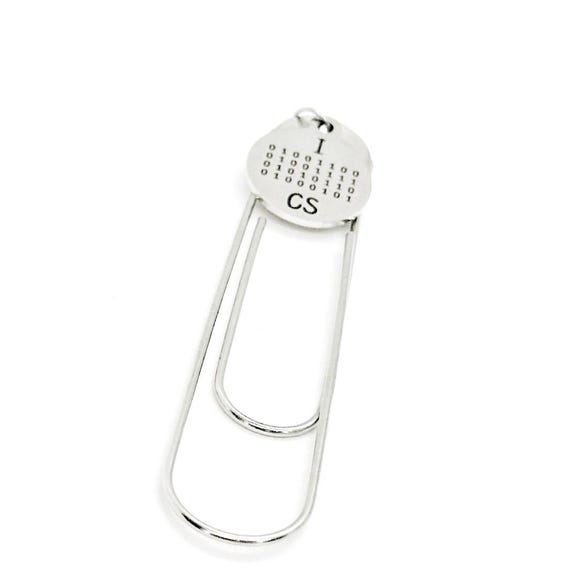 I Love CS Charm Clip Bookmark, Binary Code Letters, Computer Science Major, Programmer, Developer, New IT Job, College Student