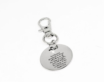 Psalm 23:6 Clip On Charm Stainless Steel Engraved Bible Verse Keychain Christian Scripture Gift