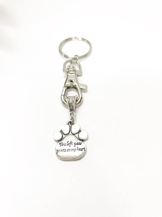 You Left Paw Prints On My Heart Pet Remembrance Keychain, Remembering Loved Pets, Pet Memorial Gift, Dog Remembrance Gift,  Pet Remembrance