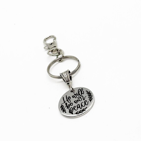 He Will Be Our Peace Charm Keychain, Praise Team Gifts, Believer Gift, Christian, Christmas Songs, Choir Gifts, Sunday School, Faith Gift