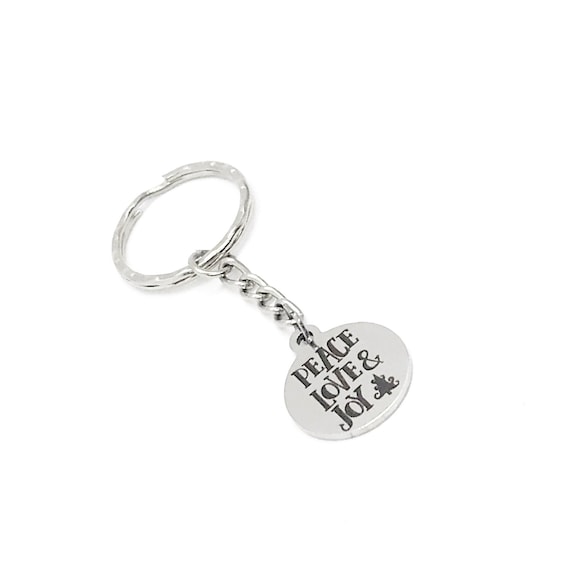 Peace Love And Joy Keychain, Charm Keychain, Christmas Charm, Christmas All Year