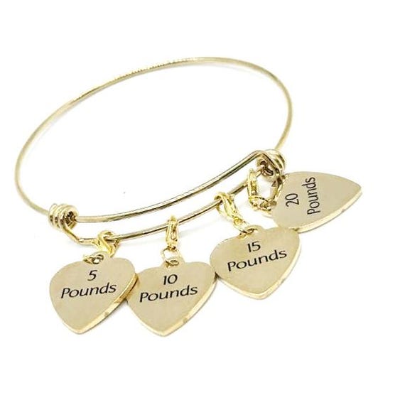 Goldtone Weight Loss Tracker Bracelet, Weight Loss Celebration Bracelet, Weight Loss Jewelry, Celebration Jewelry, Gift For Her, Pounds Lost