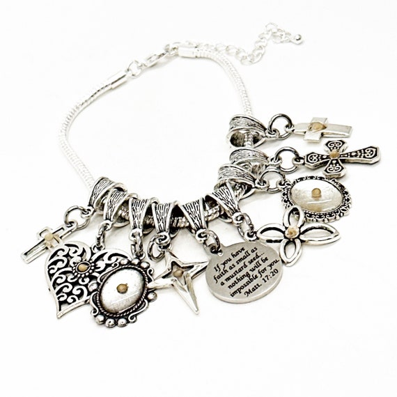 Mustard Seed Collection Bracelet, European Bracelet, Mustard Seed Faith, Scripture Gift, Matthew 17 20, Christian Gifts, Bible Verse Gift