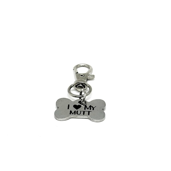 I Love My Mutt Clip On Charm, Bag Charm, Key Chain Charm, Dog Owner Gift, Dog Lover, Dog Adoption, Gift For Her, Wife, Mom, Husband, Son