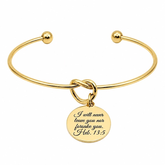 God Never Leaves Us Goldtone Cuff Charm Bracelet