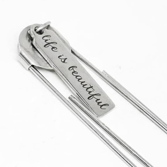 Life Is Beautiful Paperclip Bookmark Stainless Steel Inspirational Gift