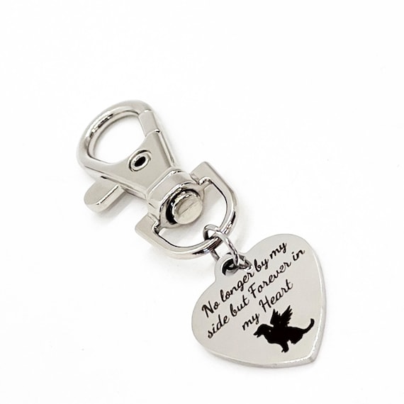Pet Memorial, No Longer By My Side But Forever In My Heart Clip On Charm, Dog Loss Sympathy, Pet Loss Sympathy, Dog Loss Gift, Pet Loss Gift