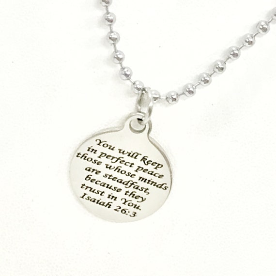 Christian Jewelry, You Will Keep In Perfect Peace Necklace, Isaiah 26 3 Necklace,  Christian Man, Christian Son, Man Necklace, Gift For Him