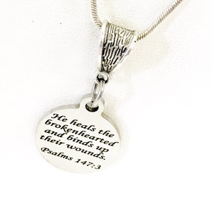 Christian Necklace, He Heals The Broken-hearted Necklace, Psalms 147 3 Christian Gift, Christian Jewelry, Scripture Gift