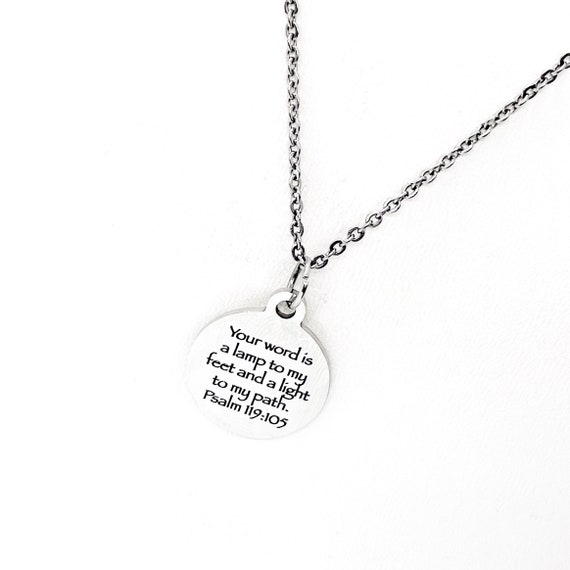 Scripture Gift, Your Word Is A Lamp To My Feet And A Light To My Path Necklace, Psalm 119 105, Christian Gift, Baptism Gift, Gift For Her