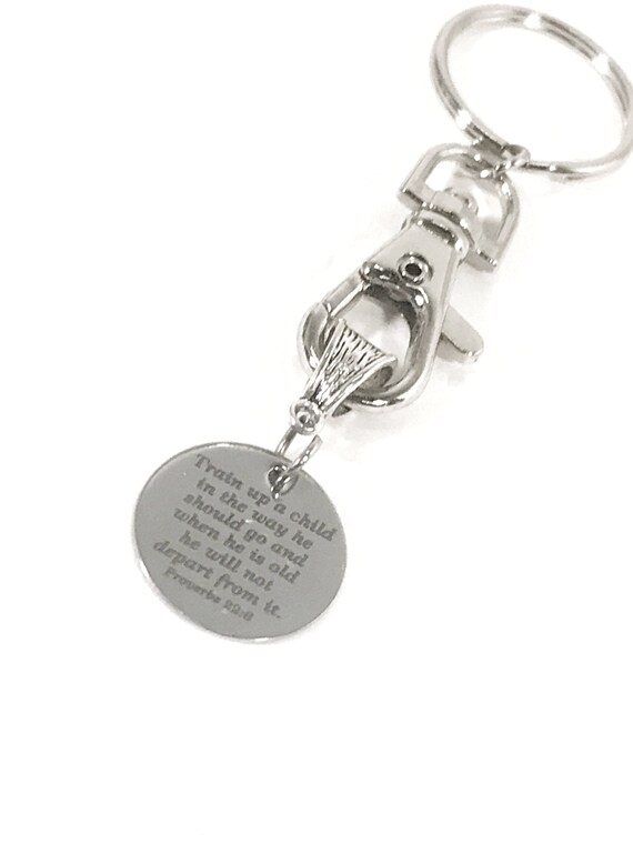 Christian Keychain, Train Up A Child Keychain, Bible Verse Keychain, Scripture Gift, Baby Dedication Gift, Child Dedication Gift, New Mom