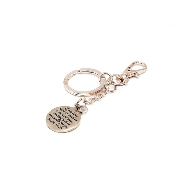 Mustard Seed Verse Rose Goldtone Key Chain, Mustard Seed Faith, Christian Gifts, Matthew 17 20, Encouraging Gifts, Believer Gifts
