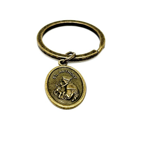 Antique Bronze Saint Anthony Key Chain, Patron Saint Of Lost Things, Doctor Of The Church, Catholic Saints, Faith Gifts, Saint Key Chain
