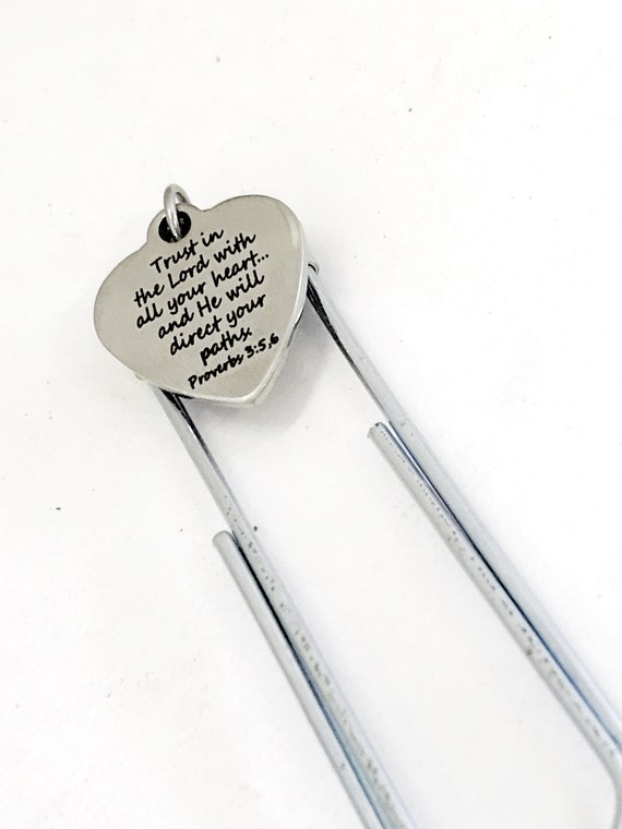 Planner Clip, Christian Clip Bookmark, Trust In The Lord Bookmark, He Will Direct Your Paths, Proverbs Bible Verse, Planner Charm Gift