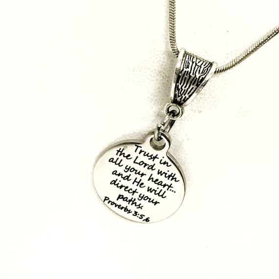 Christian Necklace, Trust In The Lord With All Your Heart Necklace, Christian Gift, Christian Jewelry, Scripture Gift, The Lord Will Direct