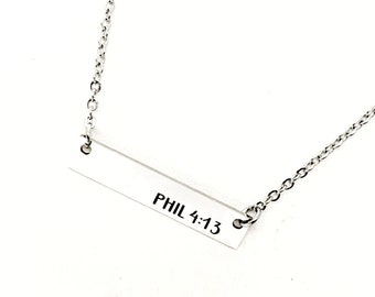Joyería de fe, collar "Todo lo puedo en Cristo", Filipenses 4:13, regalo para una mujer fuerte, joyería de afirmación, palabras de afirmación