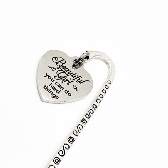 Motivating Gift, Beautiful Girl You Can Do Hard Things Bookmark, Charm Bookmark, Encouraging Her, Encouraging Gift, Graduation Gift