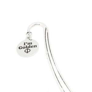 Soy Golden Phi Charm Bookmark, Regalo de Matemáticas, Letra Griega Phi, Hijo, Hija, Novio, Novia, Ir a la Universidad, Amante de las Matemáticas