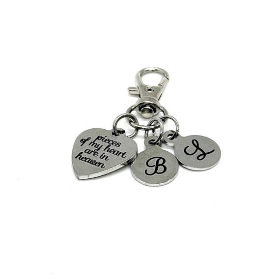 Pieces Of My Heart Are In Heaven Clip On Charm, Loss Of Loved Ones, Initial Charms, Sympathy Gift, Remembering Him, Remembering Her