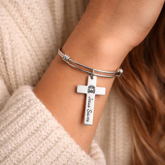 Jesus Saves Cross Charm Bracelet