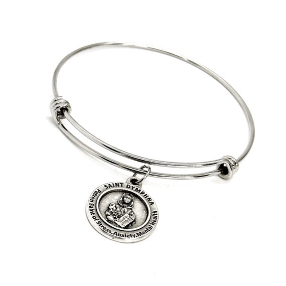 Patron Saint Gifts, Saint Dymphna Charm Bracelet, Patron Saint Of Stress, Anxiety, Mental Health, Catholic Saint Gift, Gift For Her