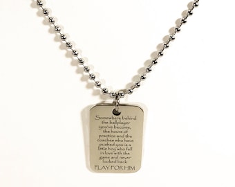 Encouragement Gift For Son, Play For Him Necklace, Ballplayer Gift, Baseball Player, Football Player, Basketball Player Motivation Gift