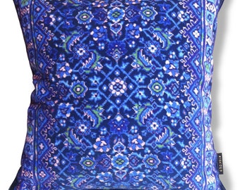 Cojín sofá terciopelo funda azul UVA AZUL