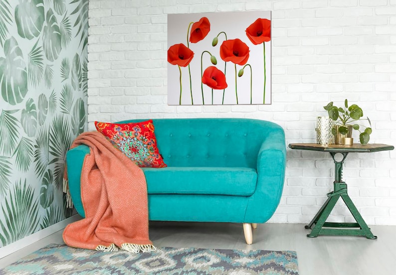 Sofa pillow red velvet cushion cover CORN ROSE