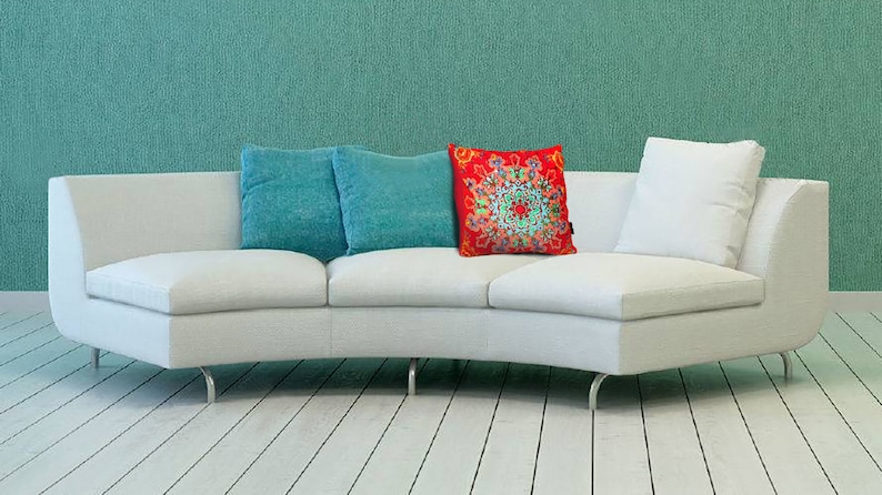 Sofa pillow red velvet cushion cover CORN ROSE
