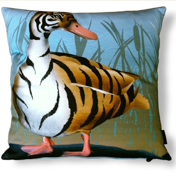 Coussin d'oiseau housse de velours CANARD TIGREE