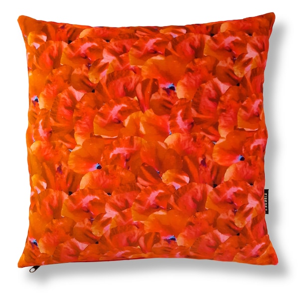 Coussin déco velours housse Rouge COQUELICOT