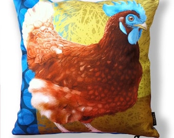 Bird cushion cotton cover BLUE COMB
