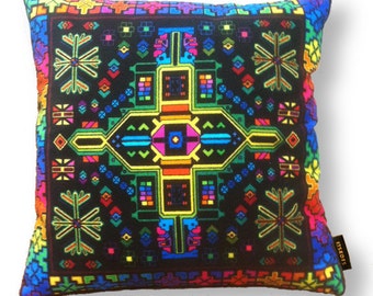 Sofa pillow black velvet cushion cover BLACK RAINBOW