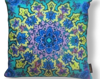 Aqua velvet cushion cover sofa pillow SEA CORAL