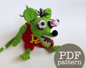 Patrón de ganchillo PDF de peluche Rat Fink