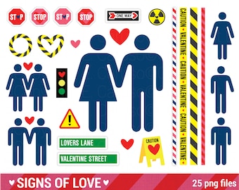 Street Sign Valentine graphic Digital Clip Art Instant Download Lgtb Clipart Vday love paper good caution tape card scrapbook heart border