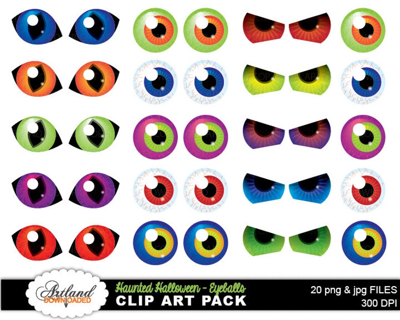 Haunted Halloween Holiday decoration Eyeball Eye Clip Art Instant Digital Download Spooky cat monster bloodshot clipart Graphics Paper Good image 1