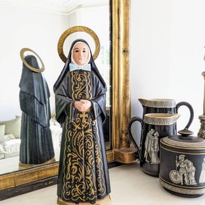 Vintage French Plaster Religious Statue St Rita of Cascia Kitsch Religious Statue