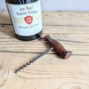 Antique Victorian turned handle traditional corkscrew C1880