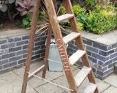 Step Ladders - Vintage Pitch Pine Step Ladders Steps Dresser Steps Ladders Shelving Industrial Ladders