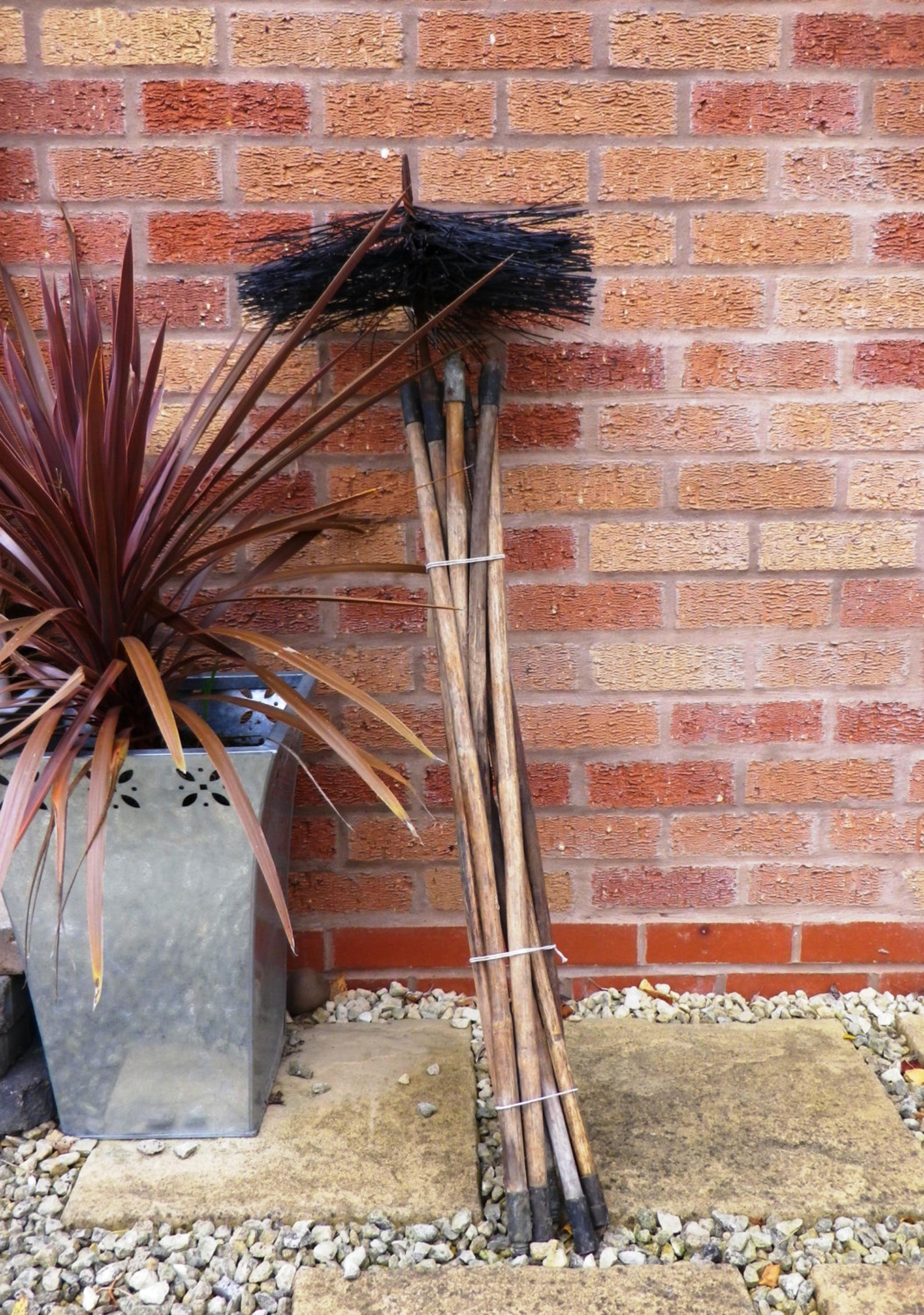 Vintage Chimney Sweep's Brush set with bamboo poles Sweep Etsy