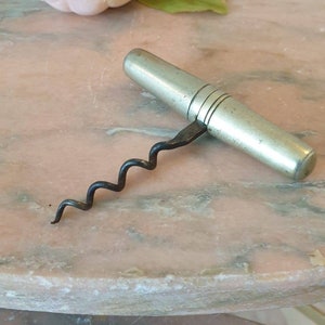 Antique folding pocket corkscrew - vintage steel corkscrew