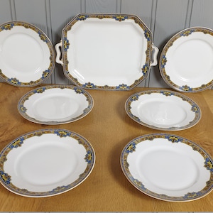 A pretty, antique 1920s  sandwich or cake serving set - afternoon tea vintage china