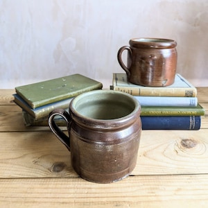 Vintage Rustic French Stoneware Confit Pots