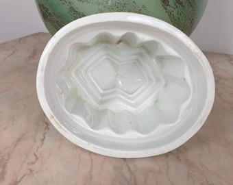 An antique Victorian era white ironstone jelly mould or blancmange mould Kitchenalia