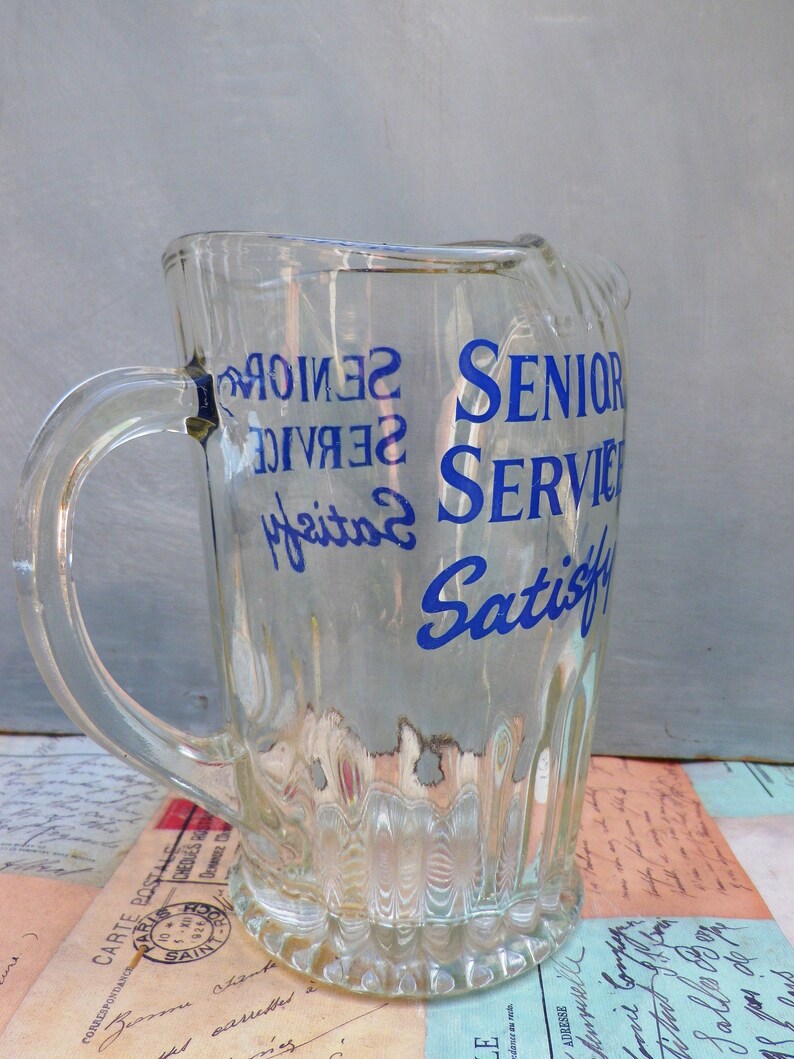 1950s Glass Pub Water Jug or Pitcher with 'Senior Service Etsy