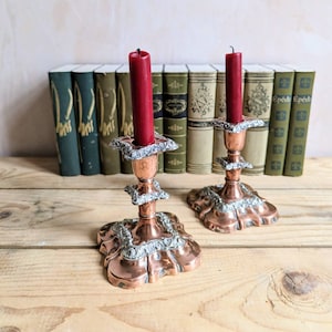 A Pair of Antique Old Sheffield Plate English silver plate Candle Sticks or candlesticks candle holder